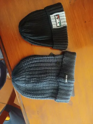 2 Cappelli Lana Uomo Nero Grigio