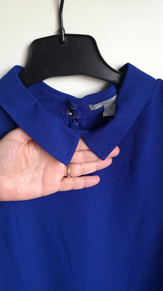 Vestido COS manga larga crepe azul T. M