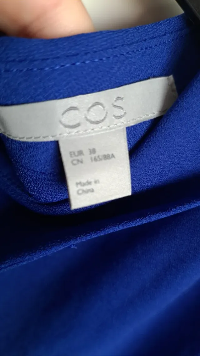 Vestido COS manga larga crepe azul T. M