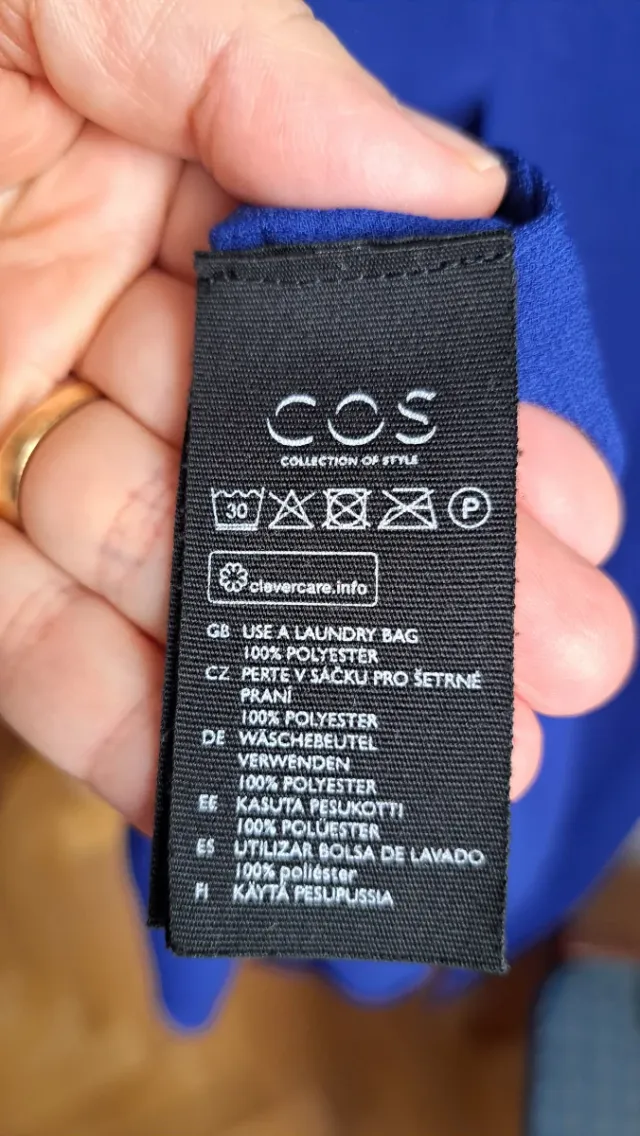 Vestido COS manga larga crepe azul T. M