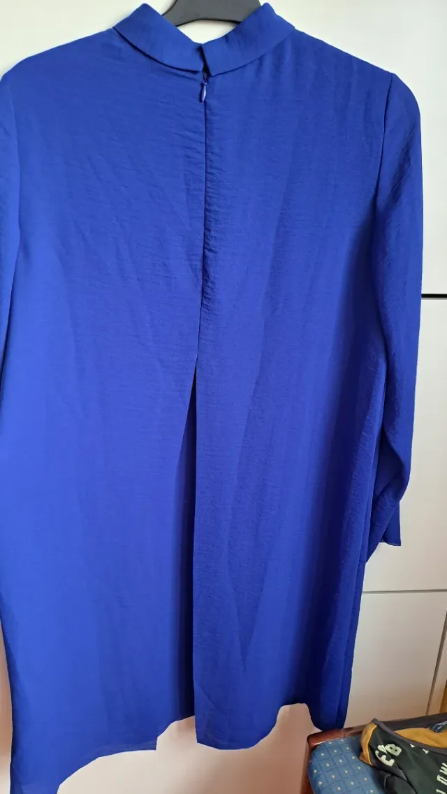 Vestido COS manga larga crepe azul T. M