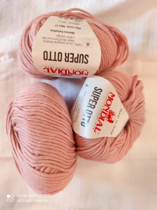 3 Gomitoli Lana Mondial Super Otto Rosa