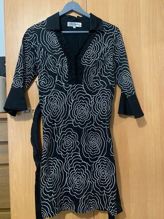 Vestido Bellamar flores blanco y negro