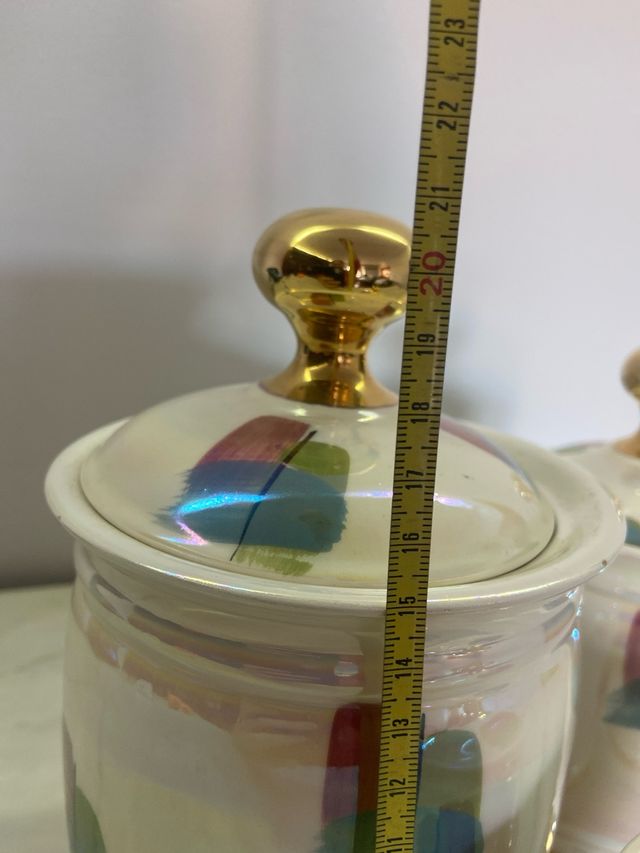 Conjunto 3 Tarros Porcelana Dorados