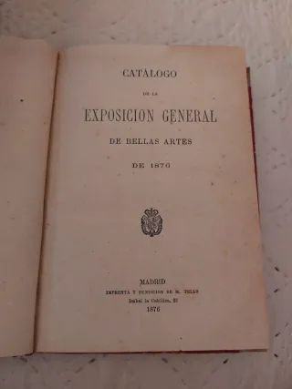 Libro antiguo 1876 catalogo Exposición GBArtes.