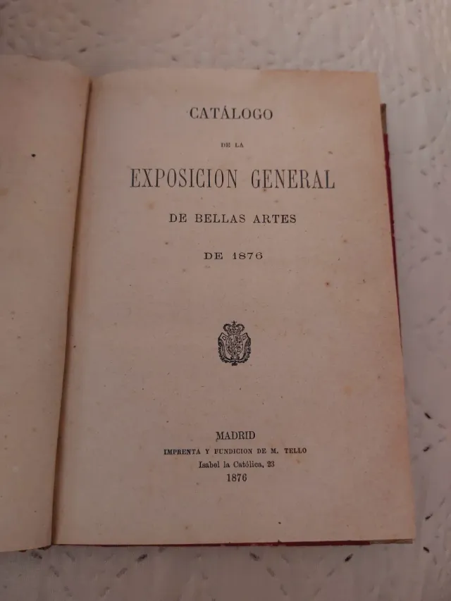 Libro antiguo 1876 catalogo Exposición GBArtes.