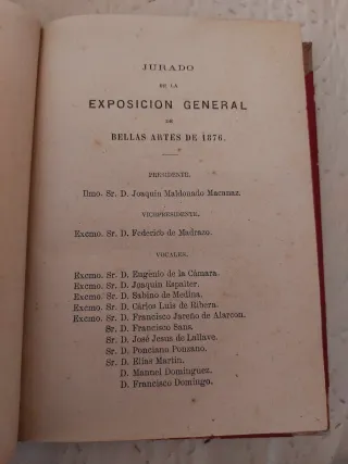 Libro antiguo 1876 catalogo Exposición GBArtes.
