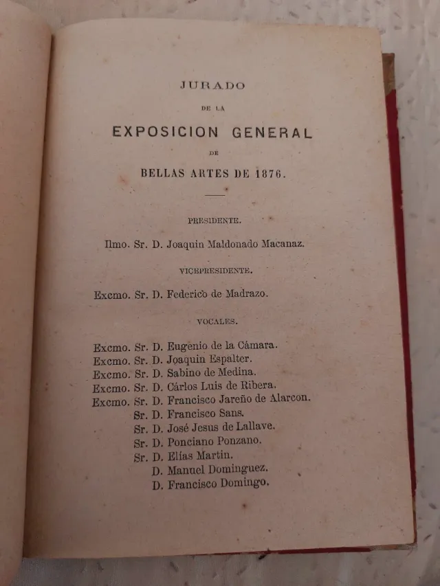 Libro antiguo 1876 catalogo Exposición GBArtes.