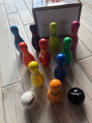 Pack juguetes madera: bolos+ equilibrio (verfotos)