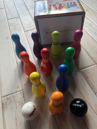 Pack juguetes madera: bolos+ equilibrio (verfotos)