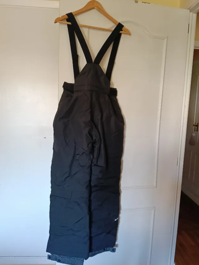 Pantalón de esquí mujer negro con tirantes