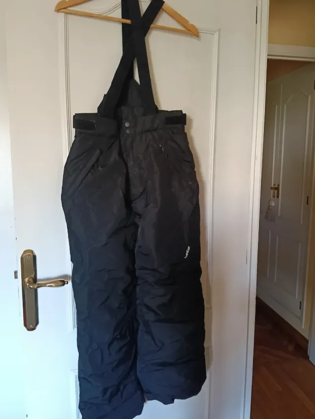 Pantalón de esquí mujer negro con tirantes