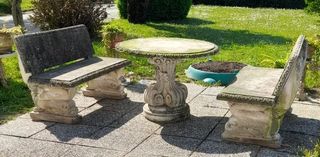 Tavolo da giardino con panche in cemento