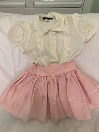 Conjunto niña 3 piezas bordadas talla 4 marca tiza