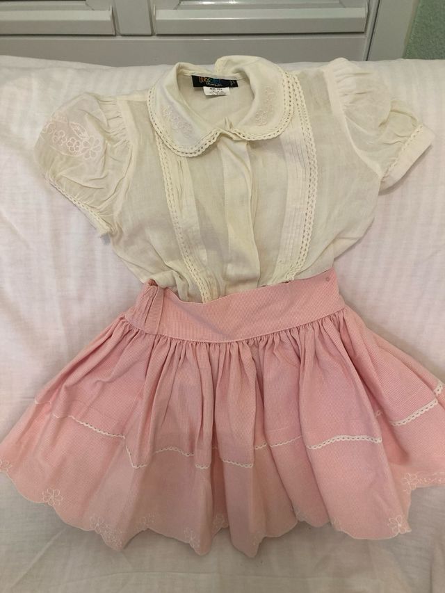 Conjunto niña 3 piezas bordadas talla 4 marca tiza