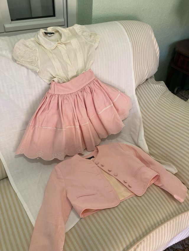 Conjunto niña 3 piezas bordadas talla 4 marca tiza