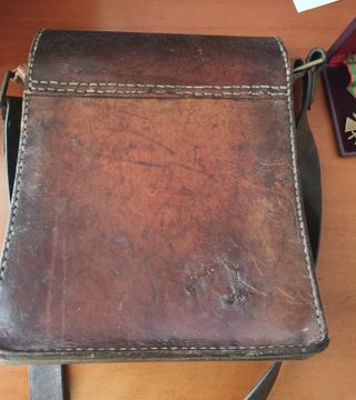 Bolso Cuero Antiguo Bandolera c.1910