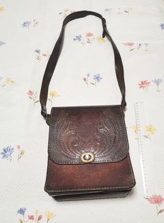Bolso Cuero Antiguo Bandolera c.1910