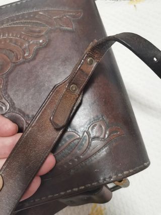 Bolso Cuero Antiguo Bandolera c.1910