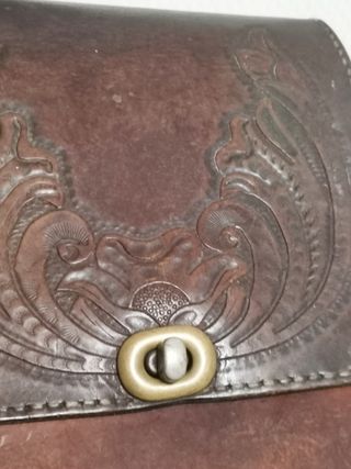 Bolso Cuero Antiguo Bandolera c.1910