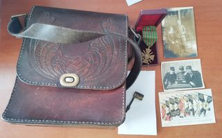 Bolso Cuero Antiguo Bandolera c.1910