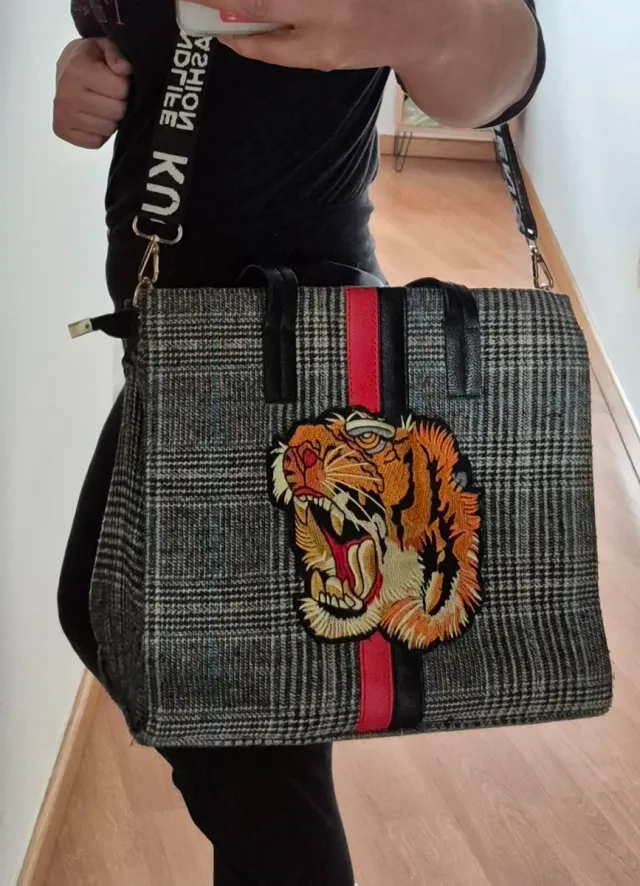 Bolso vintage gran capacidad aplicación tigre