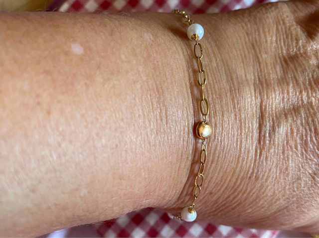 Pulsera Oro 18k y Perlas No se vende de peso