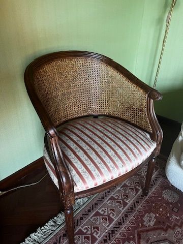 Silla de visita madera noble y mimbre