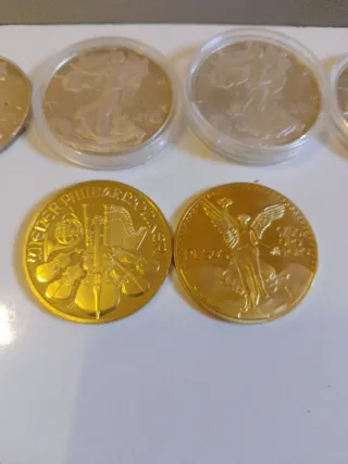 Lote 6 monedas (2 oro, 4 plata)chapada/ bañadas