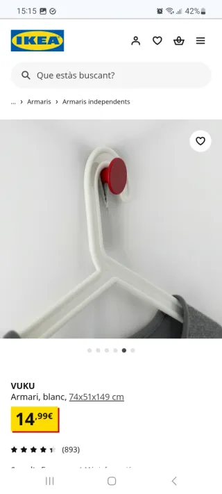 Armario Vuku IKEA Blanco. Urge por mudanza