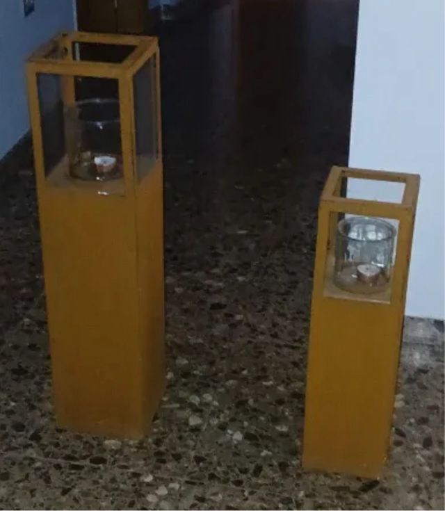 2 Portavelas Metal y Cristal