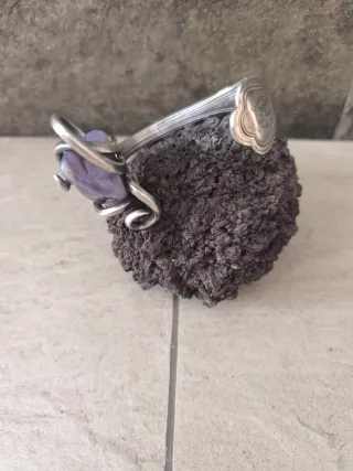 Pulsera tenedor plata con amatista