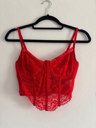 Top Corsé Encaje Rojo Talla S