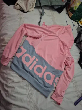 Sudadera Adidas rosa y gris