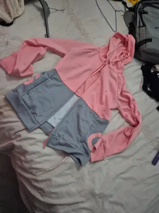 Sudadera Adidas rosa y gris