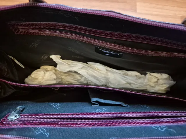 Maletín piel borgoña granate burdeos asa extraíble