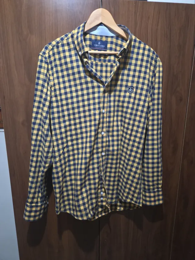 Camisa cuadros Valecuatro azul y amarilla