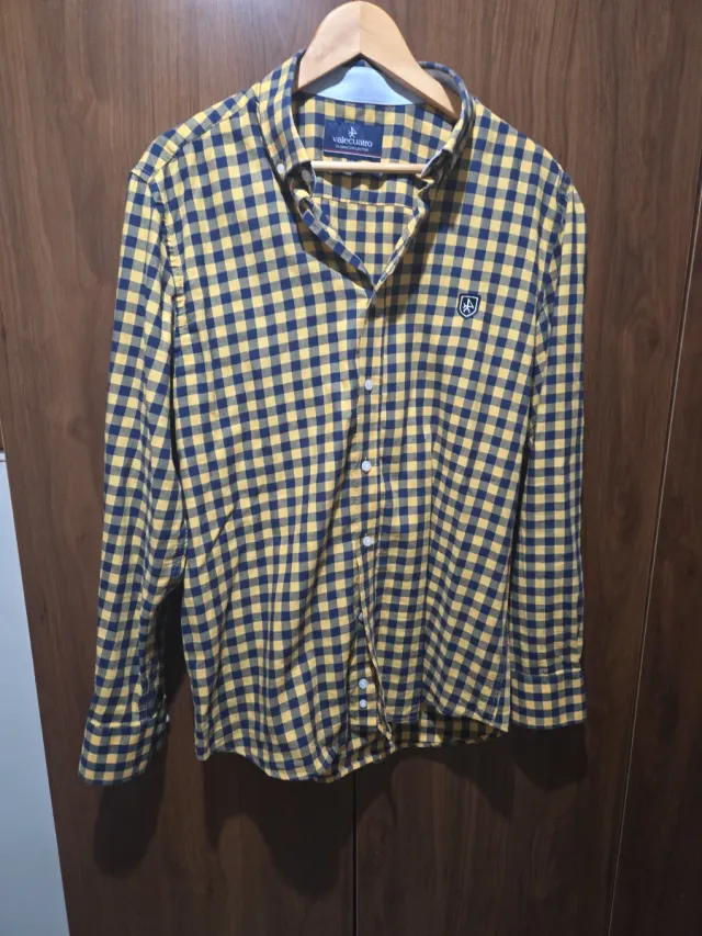 Camisa cuadros Valecuatro azul y amarilla