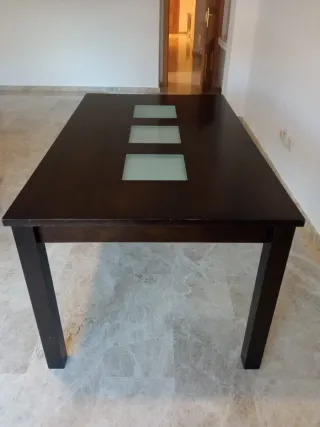 GRAN OPORTUNIDAD!!! Mesa de comedor madera y crist