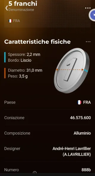 Francia 5 franchi 1947 Alluminio