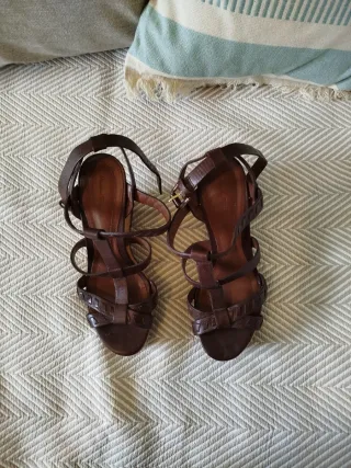 Sandalias cuña Massimo Dutti Marrón Talla 37