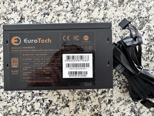 Fonte Eurotech 550W 80Plus Bronze