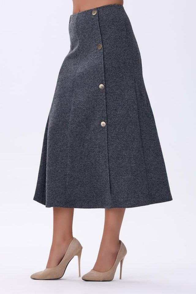 Falda midi Zara gris botones