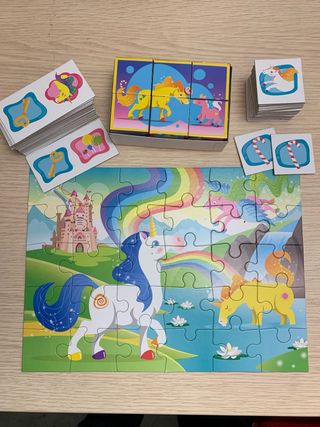 Puzzles, Dominó y Memory Unicornios Clementoni