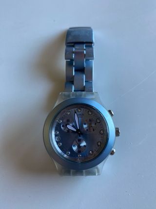 Swatch Irony Diaphane Reloj Azul y Plateado