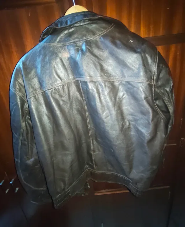 Chaqueta de cuero vintage marrón