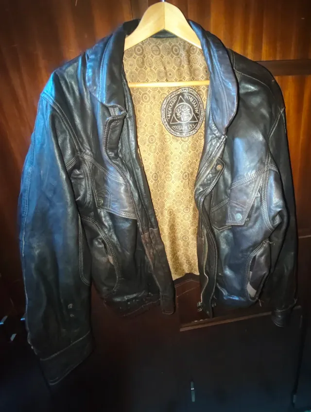 Chaqueta de cuero vintage marrón