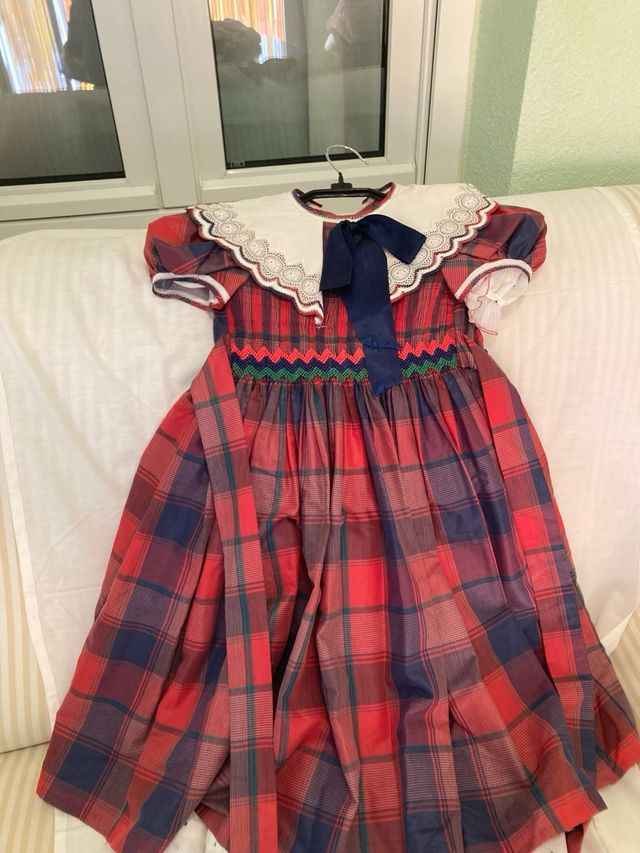 Vestido niña cuadros escoceses rojo T7
