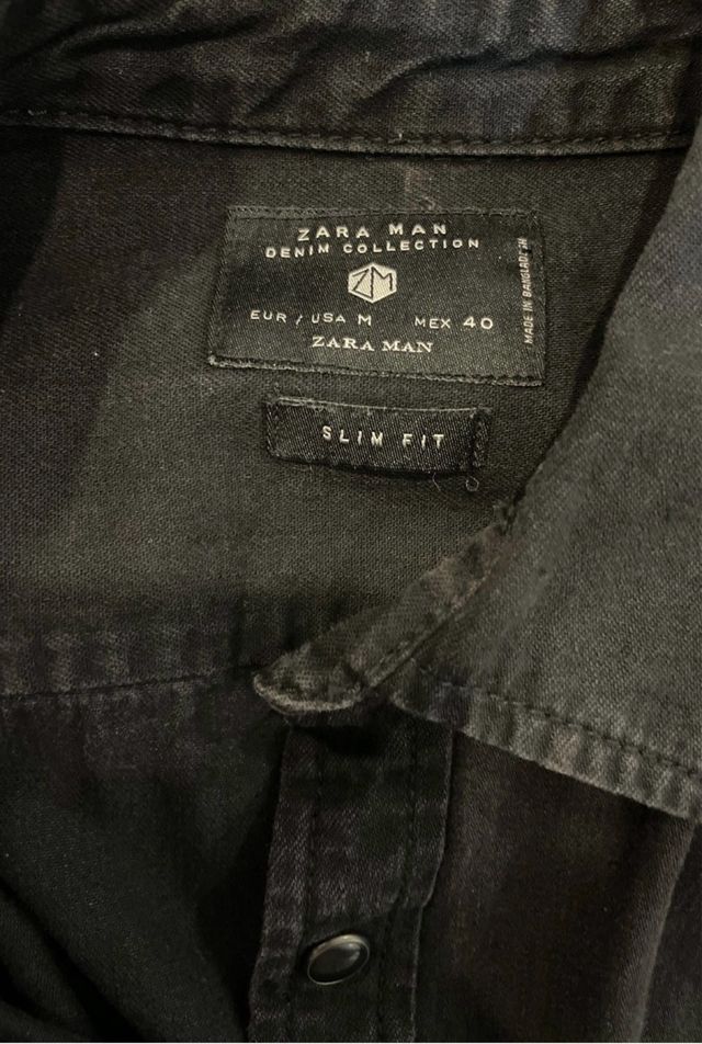 Camisa vaquera negra Zara Man M