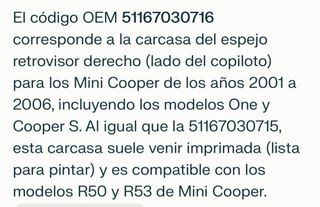 Carcasas originales Mini ONE/COOPER/S (2001/06)
